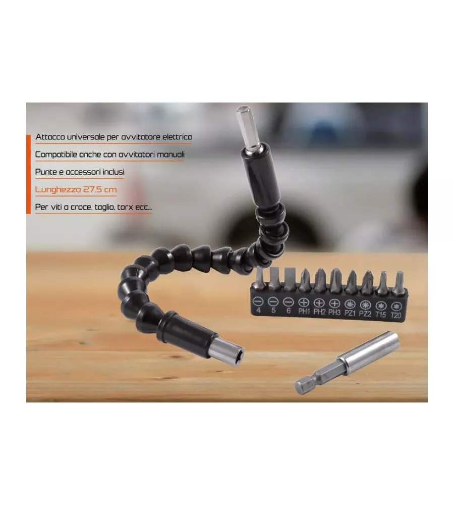 Prolunga snodabile per avvitatore euromarketing "flexy driver" 180°
